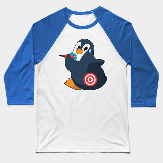 Penguin Darts Dart Dartboard Baseball T-Shirt by Markus Schnabel